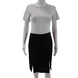 Charles Chang-Lima Womens Textured Zip Lace Skirt Black Size 08